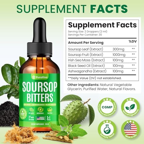 Purafina Soursop Bitters liquid consistency in dropper