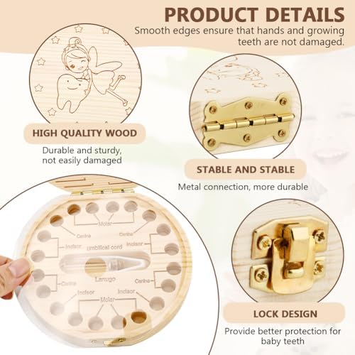 Wooden baby teeth storage box with lid closed