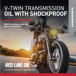 Red Line full synthetic gear oil with ShockProof fluid label details