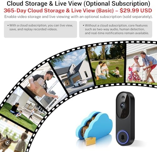 Weatherproof IP65 design of Orbitell video doorbell camera operating outdoors under rainy conditions