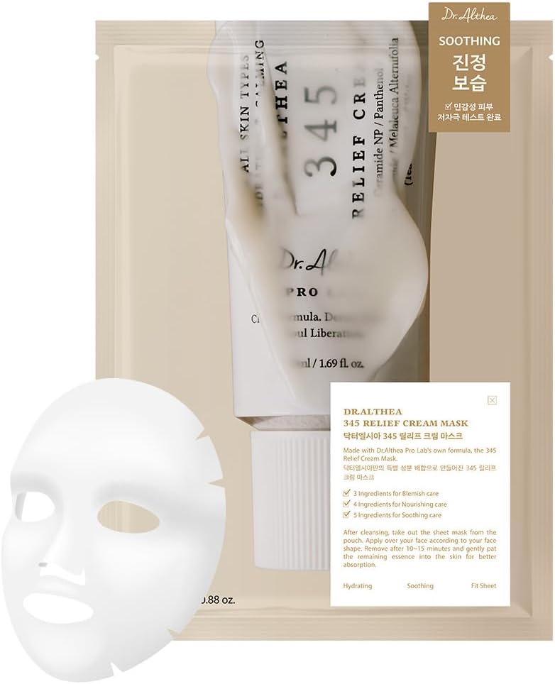 Dr. Althea 345 Relief Cream Mask front view pack of 4 sheets for blemish care