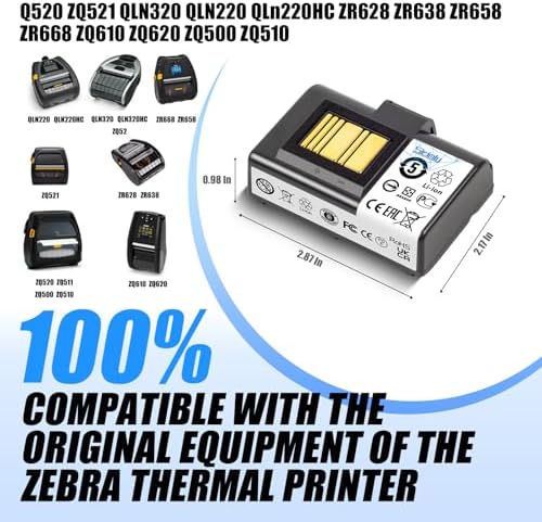 Sicimly lithium ion printer battery showing specifications and 7.4V rating