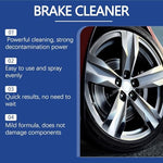 Brake parts cleaner spray application on car disc