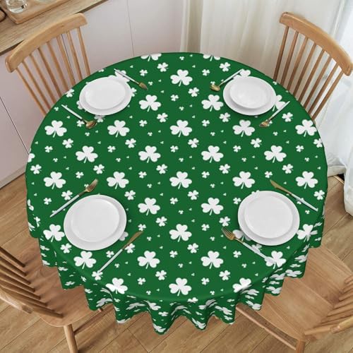 60 inch round green shamrock table cover for holiday decor