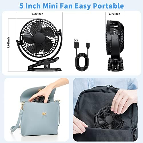 ATEngeus clip on stroller fan highlighting the secure protective front grille for family safety.