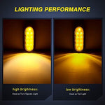 Nilight imported amber oval vehicle lights positioned side by side to illustrate the exact surface mounting dimensions.