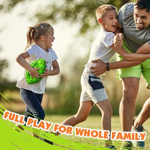 Cerbonny all weather youth training football being thrown on backyard grass lawn