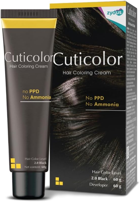 Cuticolor permanent hair color cream black front view