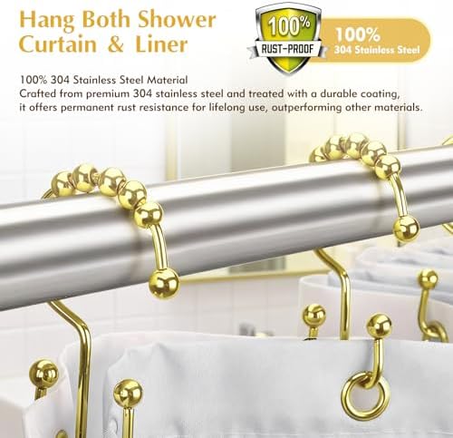 Close up of the spherical roller balls on the premium gold bathroom hooks for smooth gliding