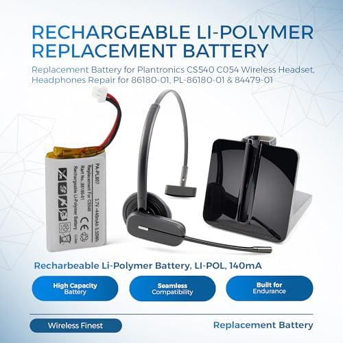 WirelessFinest rechargeable lithium polymer battery pack for C054 headset repair display.