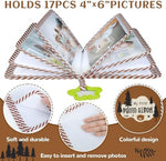 Woodland themed infant photo album displaying the integrated round baby-safe mirror on the cover.
