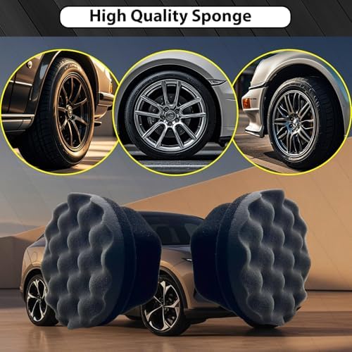 Ergonomic tire wax applicator pad for clean car maintenance