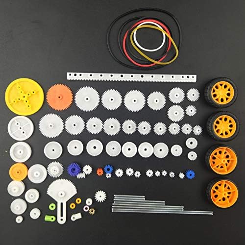 Detailed view of plastic gears and axles in Eudax kit