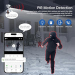 Symynelec dual pack outdoor cameras showing waterproof IP65 construction under rain conditions.