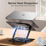 Close up of Tecknet metallic desk stand highlighting the anti slip silicone protective pads