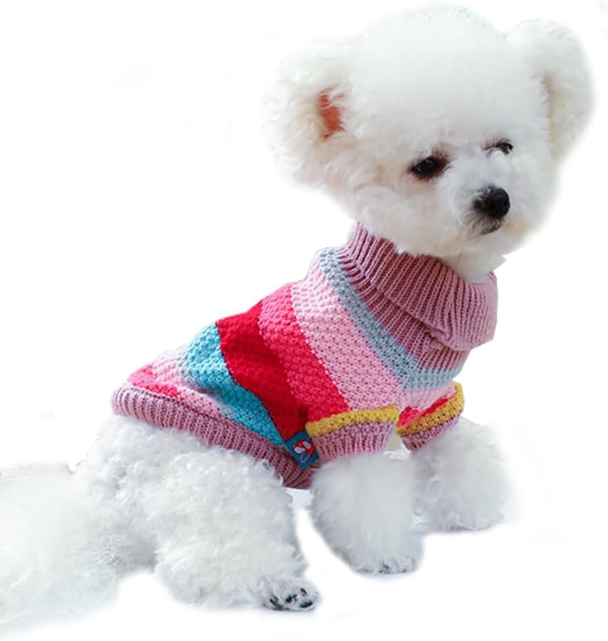 Small Dog Sweater, Knitted Tulip Cat Sweater, Warm Thick Holiday Puppy Clothes for Small Dog Girl,Cold Weather Outfit for Kitten Chihuahua Yorkie Teacup Dachshund Pug (Pink, Medium) - Image 11
