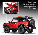 LEGO Technic Ford Bronco SUV rear view with functional steering spare wheel