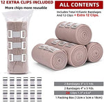 Medical grade compression bandage rolls in three and four inch widths.