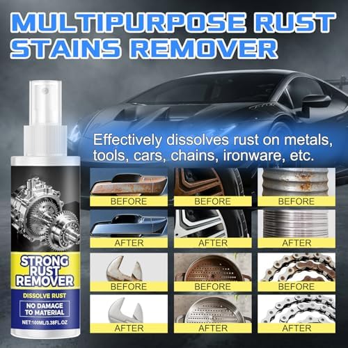 Generic rust remover spray bottles in a professional setting