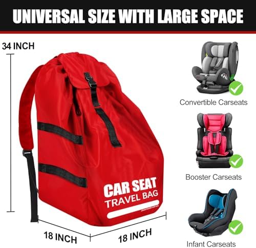 Side view of Imbsinvncy gate check bag for baby car seats