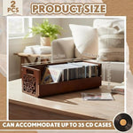 CroBlissful stackable media storage rack vertically stacked on a living room table