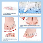 Six piece gel tailor's bunion corrector pads displayed on a flat surface