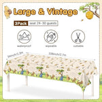 Side angle showing the hanging drop length of a fifty four by one hundred and eight inch table cover