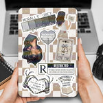Appalachian Artisans Booktok romance theme cardstock insert angled view showcasing the shimmering vinyl effect.
