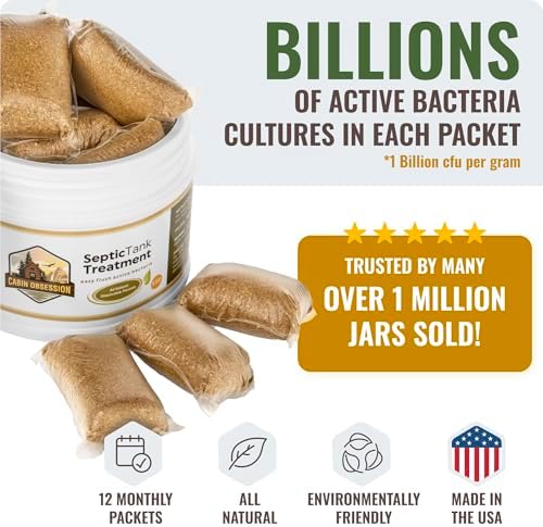 Natural live bacteria septic packets preventing household sewage backups.