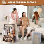 Wooden baby storage crate with hanging rack and clothes