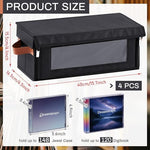 Stacked black fabric media organizer containers with front zipper opening