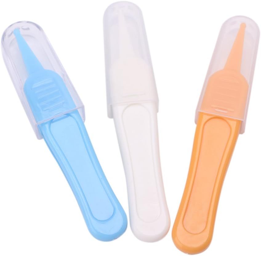 Drfeify Ralondbey baby ear nose navel cleaner tweezer front view showing multi-color safety forceps set