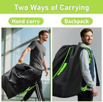 Reflective safety strip detail on car seat travel bag