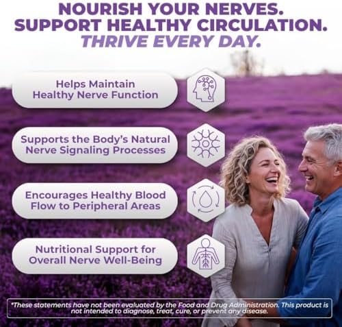 Premium dietary supplement packaging highlighting vegan and non-GMO labels for peripheral nerve care