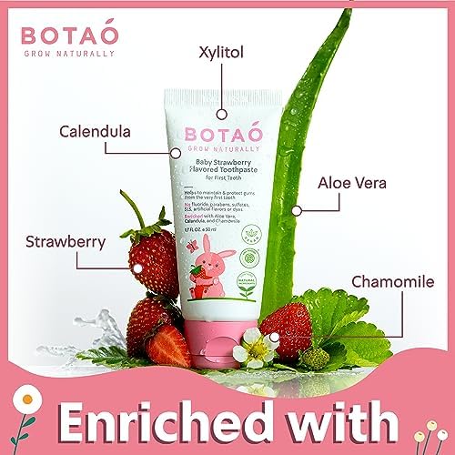 BOTAO strawberry flavored training toothpaste for toddlers learning oral hygiene