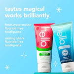 Hello fluoride free fruit punch flavored toothpaste for toddlers training.