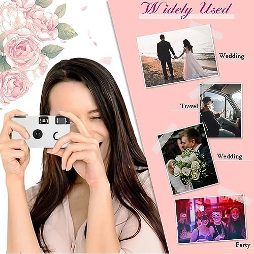 Lightweight white analogue point and shoot cameras for party guests