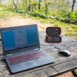GWCASE portable drive holder pack displayed in a functional travel setup organizing USB cables and memory cards securely.