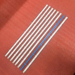 Close up view of the individual three volt light emitting diodes and optical lenses on the replacement strip