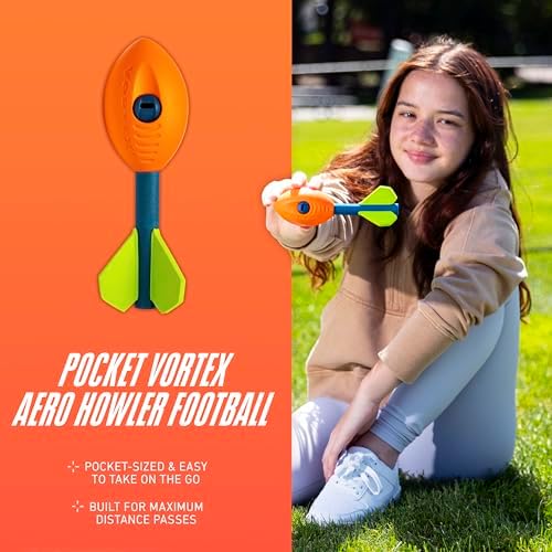 Nerf pocket sports throwing ball displaying the aerodynamic three finned tail construction