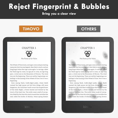 Close up of TiMOVO scratch resistant PET film on Kindle display