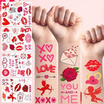 Long lasting fake tattoos with kiss tattoos and lips tattoo motifs for adults party fun