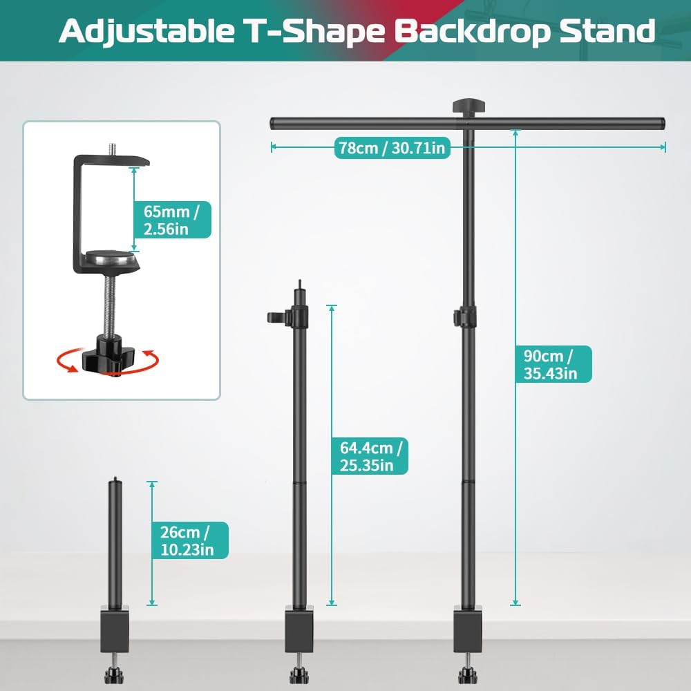 JEBUTU compact backdrop kit shown disassembled next to carry bag
