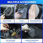 THINKWORK premium twenty-one piece car detailing kit packed securely inside the included grey storage bag
