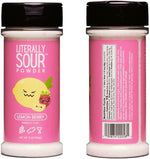 Level 2 intense sour seasoning powder next to a glass of fresh lemonade.