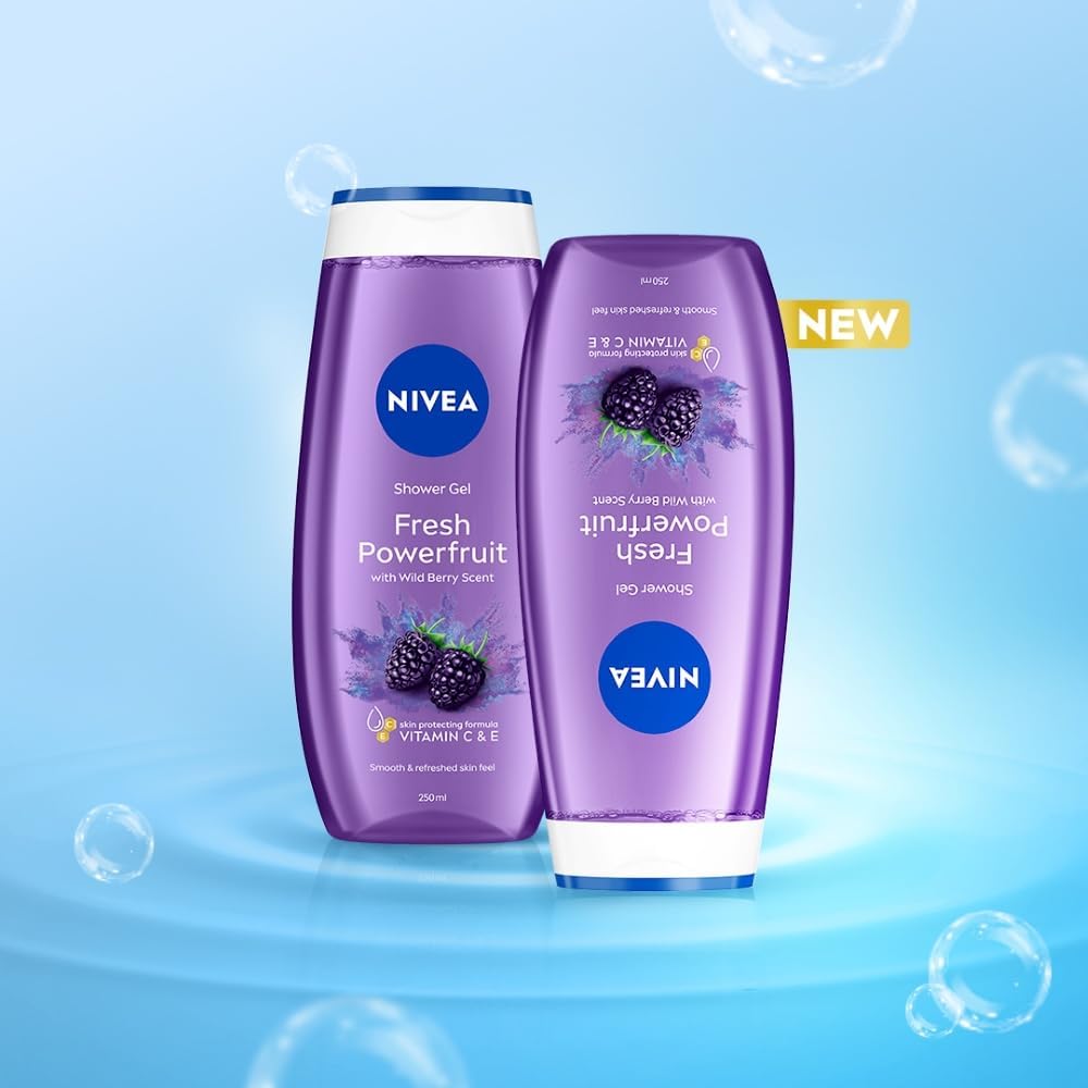 Nivea refreshing shower gel texture and rich lather display