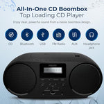 Philips boombox showing top control panel and CD slot