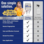 Detailed label showing 2-in-1 cleaning and polishing benefits