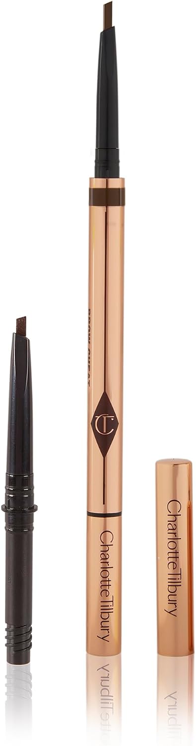 Model demonstrating natural hair-like strokes using the brow pencil.