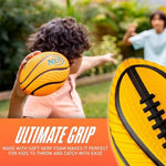 Side profile of the lightweight Nerf kids foam football for indoor and outdoor play